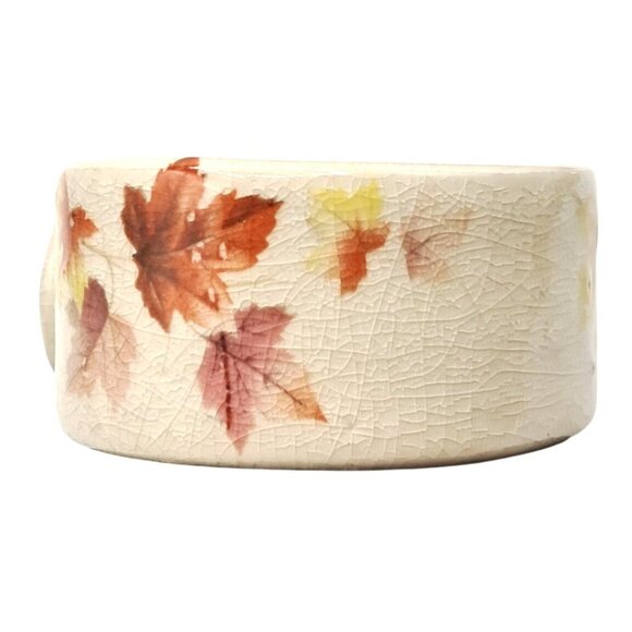 VIntage Jewelry Set Ceramic Choker Necklace & Bracelet Autumn Leaves Design - Picture 9 of 10